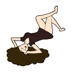 comic cartoon woman lying on floor N6