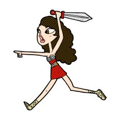 comic cartoon viking girl with sword N2
