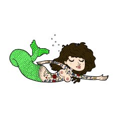 comic cartoon mermaid with tattoos N3
