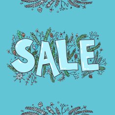 Big sale sketch Hand drawn vector illustration with twigs pine