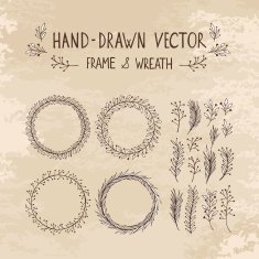 Hand drawn frame and wreath