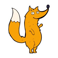 comic cartoon waving fox N2