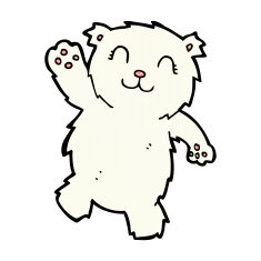 comic cartoon waving polar bear N11