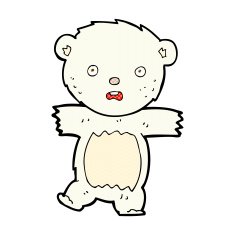 comic cartoon shocked polar bear cub