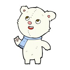comic cartoon polar bear wearing scarf