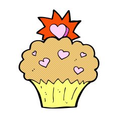 comic cartoon love heart cupcake N3