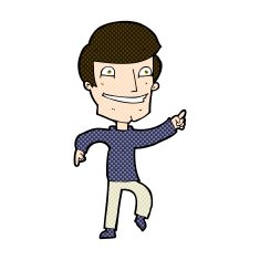 comic cartoon happy man pointing N17