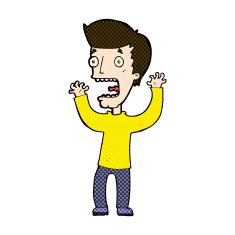 comic cartoon frightened man N26