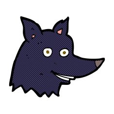comic cartoon wolf head N6
