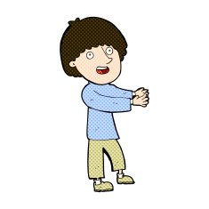 comic cartoon happy man showing N3