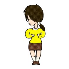 comic cartoon shy woman N14