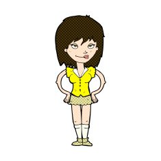 comic cartoon woman with hands on hips N65