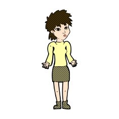 comic cartoon woman shrugging shoulders N126