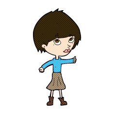 comic cartoon woman giving thumbs up symbol N18