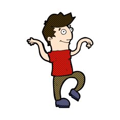 comic cartoon happy man doing funny dance N5