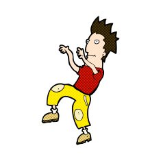 comic cartoon happy man doing funny dance N6