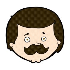 comic cartoon man with mustache N25