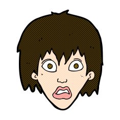 comic cartoon frightened woman N8