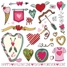 Valentine day wedding frame hearts decor element set