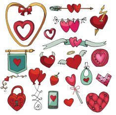 Valentine day wedding love Heart decor element set