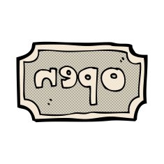 comic cartoon open sign N3