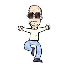 comic cartoon old man wearing big glasses N3