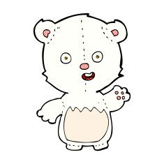 comic cartoon waving polar bear cub N7