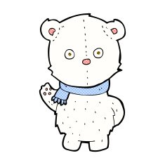 comic cartoon waving polar bear cub N8