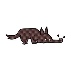comic cartoon dog sniffing floor N2
