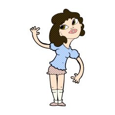 comic cartoon woman waving N95