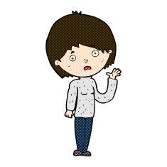 comic cartoon worried woman N22