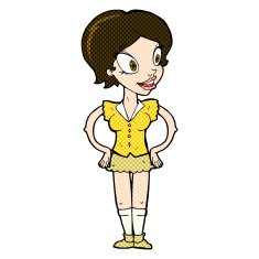 comic cartoon happy woman in short skirt N3