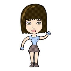 comic cartoon waving woman N37