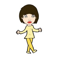 comic cartoon surprised woman N67