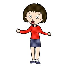 comic cartoon woman making excuses N5