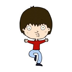 comic cartoon excited boy N41