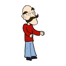 comic cartoon old man with mustache N7