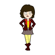 comic cartoon girl in jacket N3