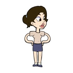 comic cartoon woman with hands on hips N66