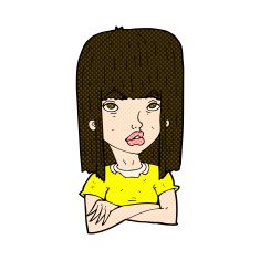 comic cartoon girl with folded arms N3