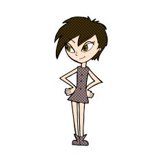 comic cartoon girl with hands on hips N6