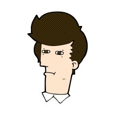 comic cartoon man narrowing eyes N11