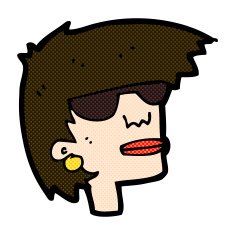 comic cartoon female face with glasses N3