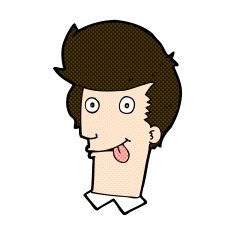 comic cartoon man with tongue hanging out N3