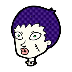 comic cartoon female zombie head N3