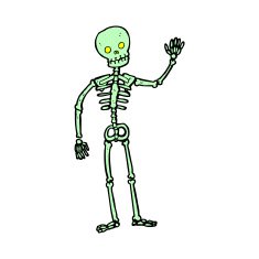 comic cartoon waving skeleton N3