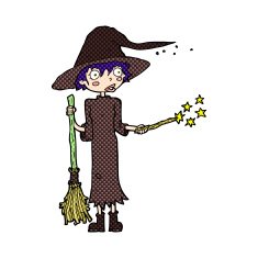 comic cartoon witch casting spell N6