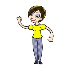 comic cartoon woman waving N97