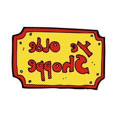 comic cartoon old fake shop sign N3