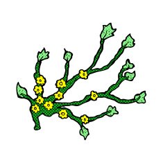 comic cartoon flowering branch N3